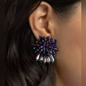 Elegant Purple and Silver Cluster Earrings